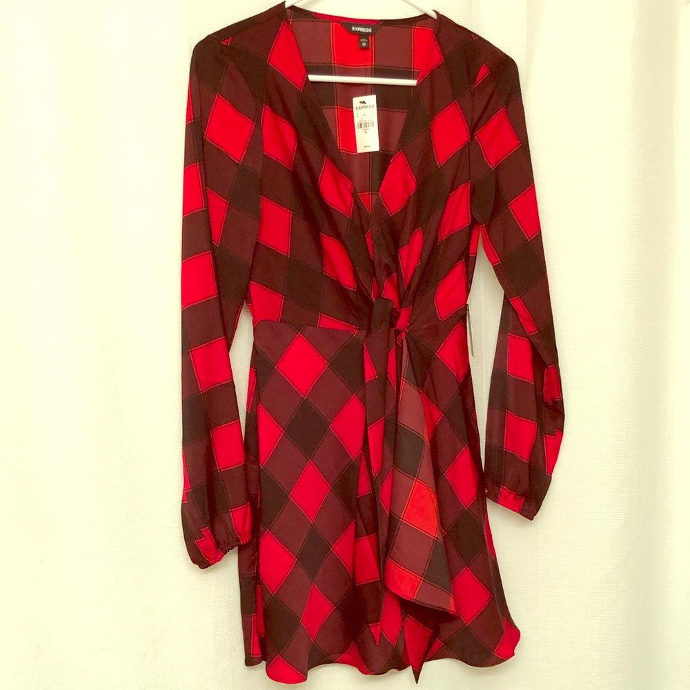 NWT plaid flannel pattern silky Express dress